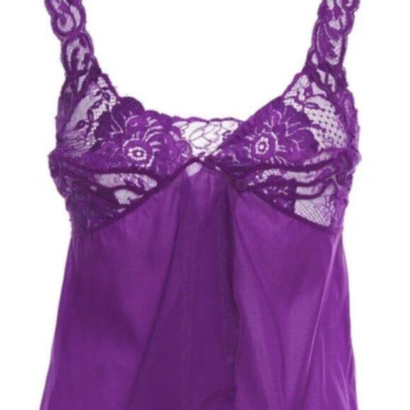 La Perla Lace trimmed silk blend camisole violet M - Picture 2 of 9